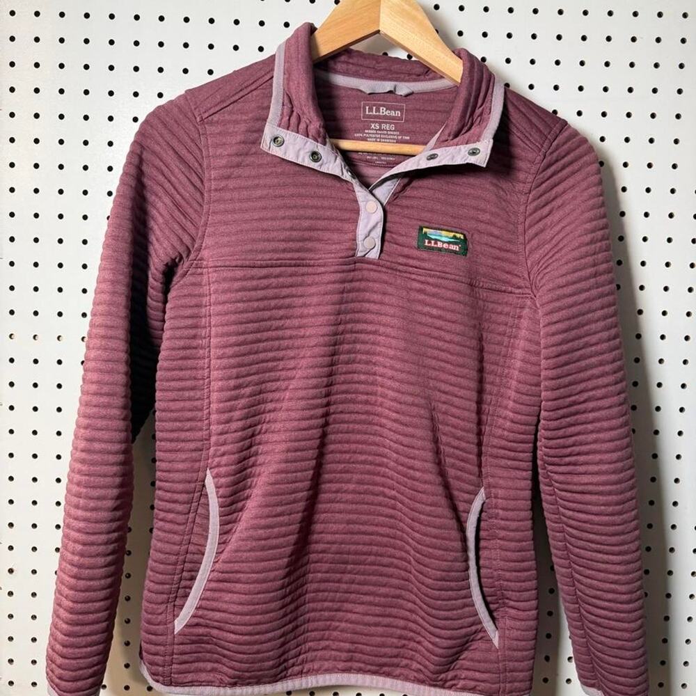 L.L. Bean Air Light Knit Pullover Women's XS Burgundy Ribbed Outdoors Hiking